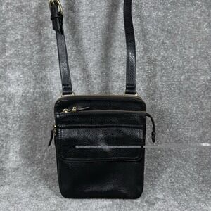 Relic Crossbody Purse Black Pebbled Faux Leather Zip Around Pocket